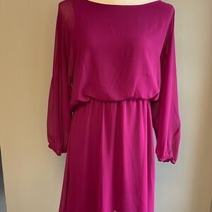 Express Fuchsia Long-Sleeve Dress — Size L